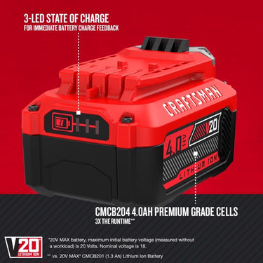 Craftsman V20 CMCB204 4 Ah Lithium-Ion Battery 1 pc