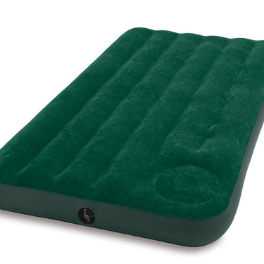 Intex Twin Inflatable Downy Outdoor Camping Air Mattress with Built-in Foot Pump