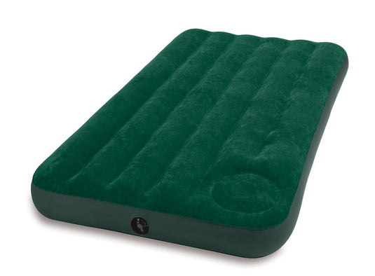 Intex Twin Inflatable Downy Outdoor Camping Air Mattress with Built-in Foot Pump