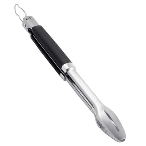 Load image into Gallery viewer, Weber Precision Stainless Steel Black/Silver Grill Tongs 18&quot;
