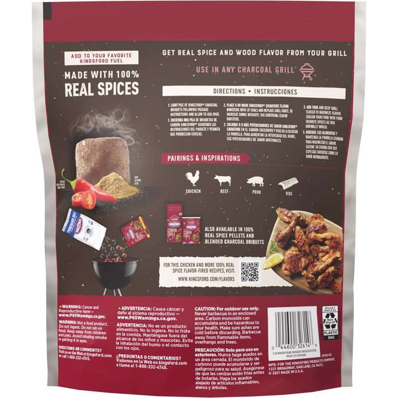 Load image into Gallery viewer, Kingsform Signature Flavors All Natural Chili Cumin Charcoal Briquettes 2 lb
