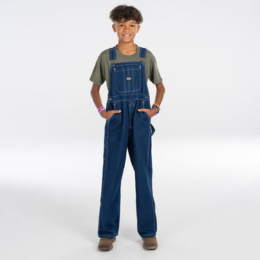 Key Youth Bib Overalls (Indigo Denim Enzyme Wash) Size 14