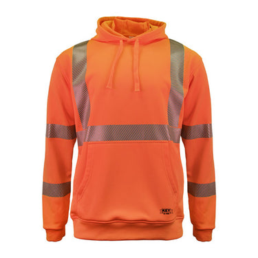 Key ANSI Class 3 Hi-Vis Segmented Tape Fleece Pullover Hoodie (Hi-Vis Orange) Size