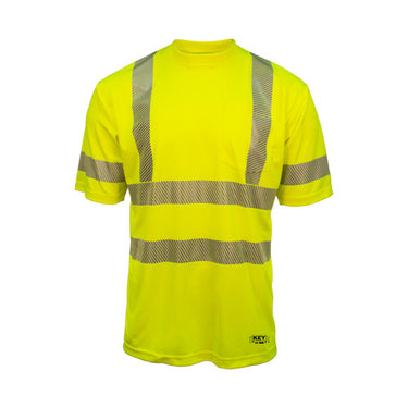 Key ANSI Class 3 Segmented Tape UltraSoft Short Sleeve Pocket Tee (Hi-Vis Yellow) Size 3XL