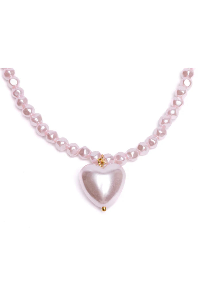 Load image into Gallery viewer, Pink Pearl Heart Necklace
