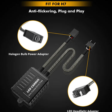 Auxbeam H7 C20-model Decoder-pro Enhanced Led Headlight Bulbs Canbus Decoder Harness Resistor Conversion Kit 2pcs/set