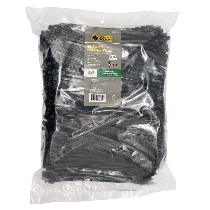 Load image into Gallery viewer, Steel Grip 8 in. L Black Cable Tie 1000 pk
