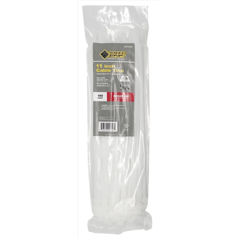 Load image into Gallery viewer, Steel Grip 11 in. L White Cable Tie 100 pk
