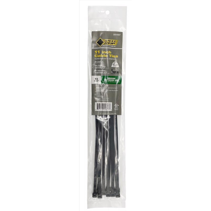 Steel Grip 11 in. L Black Cable Tie 12 pk