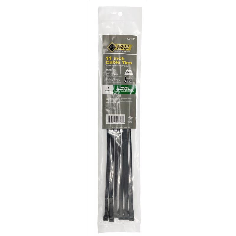 Load image into Gallery viewer, Steel Grip 11 in. L Black Cable Tie 12 pk
