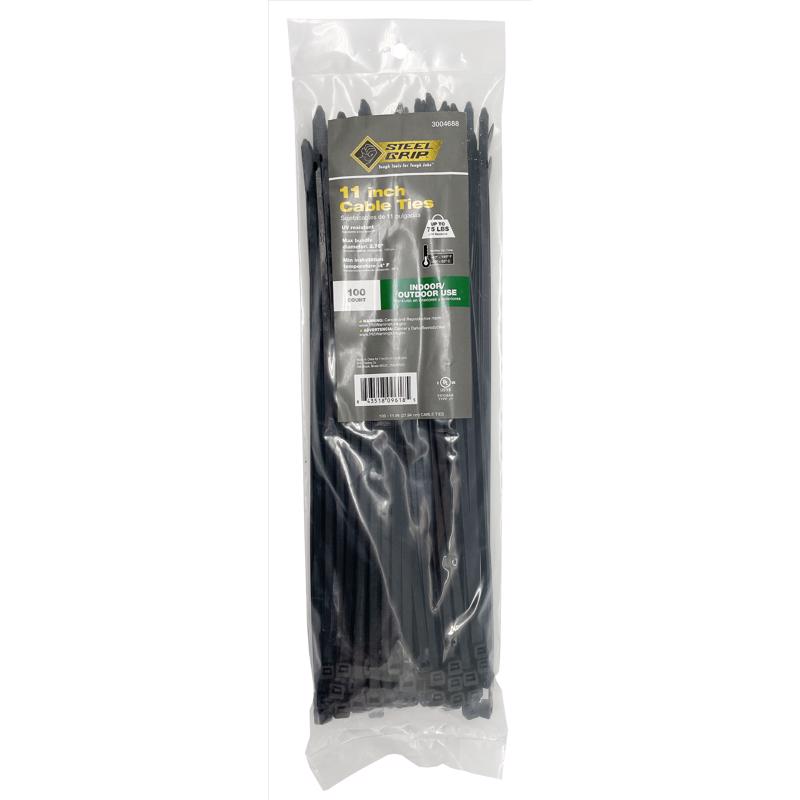 Load image into Gallery viewer, Steel Grip 11 in. L Black Cable Tie 100 pk

