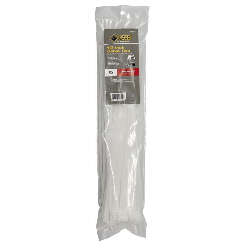 Load image into Gallery viewer, Steel Grip 14 in. L White Cable Tie 100 pk
