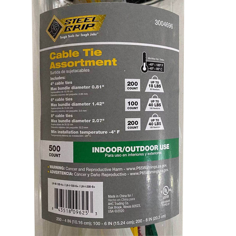 Load image into Gallery viewer, Steel Grip Assorted Cable Tie 500 pk
