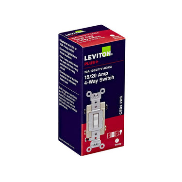 Leviton 20 amps 4-Way Toggle AC Quiet Switch White 1 pk