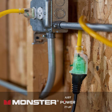 Monster Just Power It Up Outdoor 25 ft. L Yellow Extension Cord 12/3 SJTW
