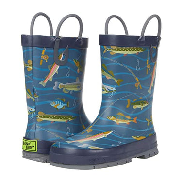 Western Chief Kid's Gone Fish'N Rain Boot (Navy) Size 1 Kids