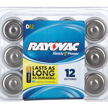 Rayovac High Energy D Alkaline Batteries 12 pk Clamshell