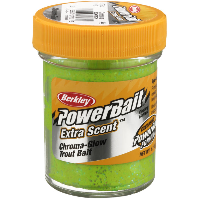Berkley Power Bait Glitter Chroma-Glow Dough Fishing Dough Bait chartreuse