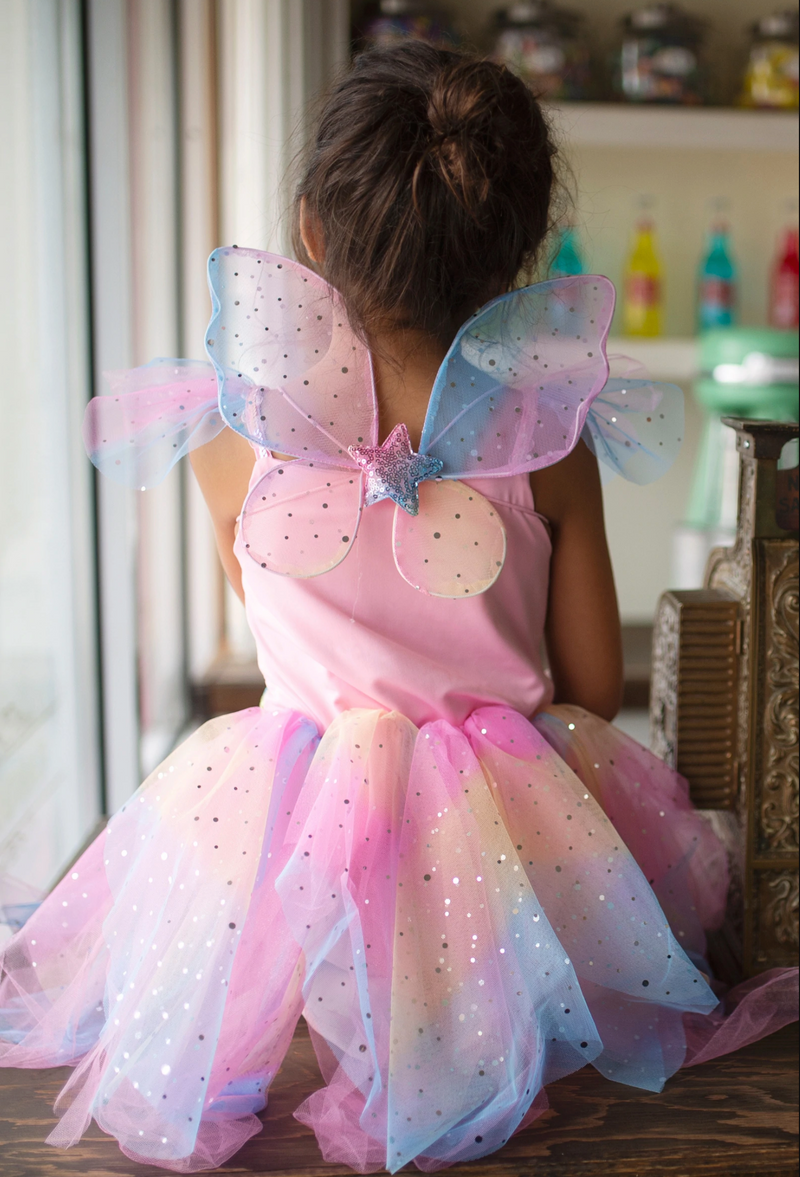 Load image into Gallery viewer, Great Pretenders Rainbow Fairy Dress &amp; Wings
