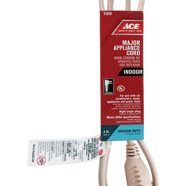 Ace 14/3 SPT-3 125 V 3 ft. L Appliance Cord