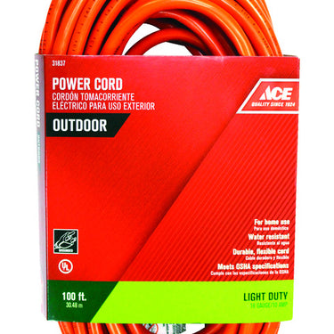 Ace Indoor or Outdoor 100 ft. L Orange Extension Cord 16/3 SJTW