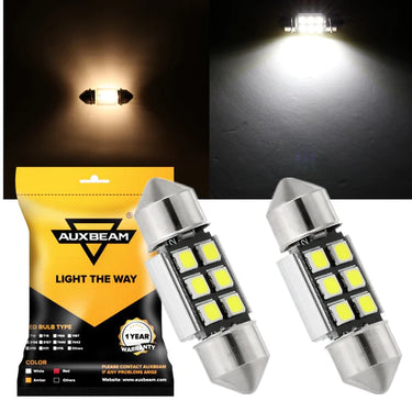 Auxbeam 31mm De3175 De3021 DE3022 1.22" Festoon Led Interior/dome/map/license Plate Light Bulbs 2.7w 200lm 6500k White | 2 Bulbs