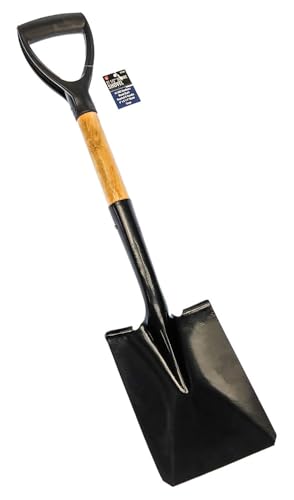 Load image into Gallery viewer, SE 27-1/2 Inch Steel Square Shovel with Wood Handle - 45 HRC Hardness, Knurled D-Handle, 8-1/4&quot; X 6&quot; Blade - Durable Tool for Gardening, Outdoor Work,
