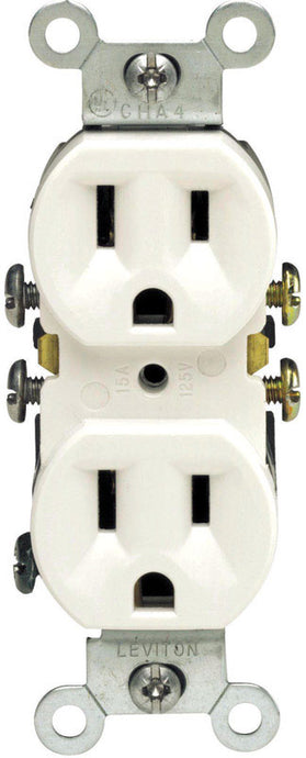 Leviton 15 amps 125 V Duplex White Outlet 5-15R 1 pk