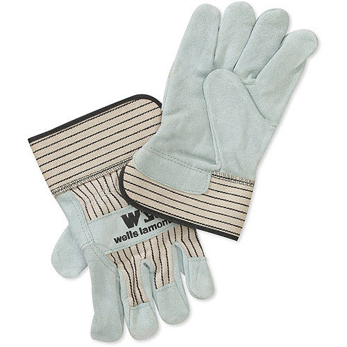 Wells Lamont Leather Work Glove with Safety Cuff - Pearl Gray & One Size