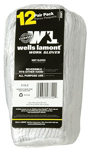 Load image into Gallery viewer, Wells Lamont Mens 12 Pair Pack Work Gloves White Large Pack of US Large (Pack of 12)
