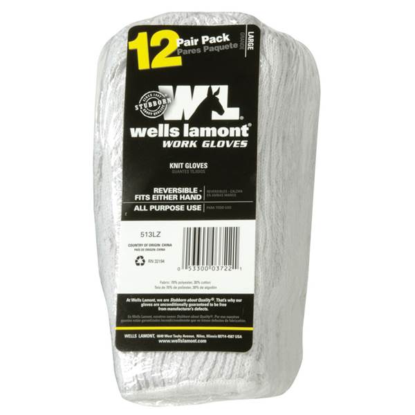 Wells Lamont Polyester Work Gloves String Knit 12 Pair Pack Medium