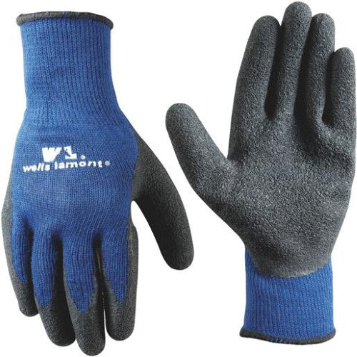 Wells Lamont 524M Mens Black on Blue Latex Coated Knit Glove- Medium