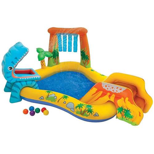 Intex Inflatable Kids Dinosaur Play Center Outdoor Water Park Pool W/ Slide