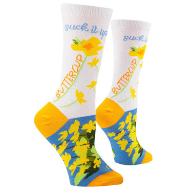 Odd Sox Suck It Up Buttercup Women's Crew Socks Size M