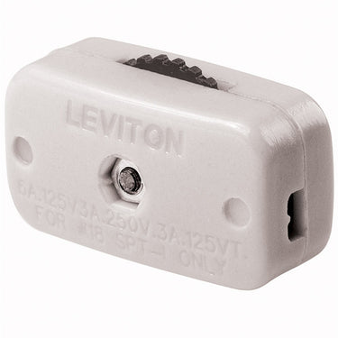 Leviton 3 amps Single Pole Rotary Miniature Cord Switch White 1 pk