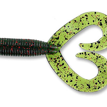 Yamamoto Double Tail Grub 5" Watermelon with Large Black and Small Red