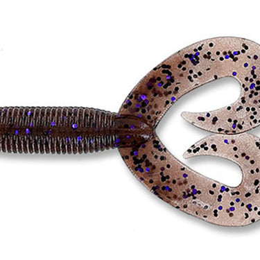 Yamamoto Double Tail Grub 4" Cinnamon Brown with Large Black and Large Purple