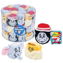 Display tub of Aurora Dr. Seuss Mallows plush with three characters in front