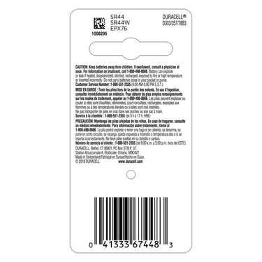 Duracell Silver Oxide 303/357/76 1.5 V 0.18 mAh Electronic/Watch Battery 3 pk