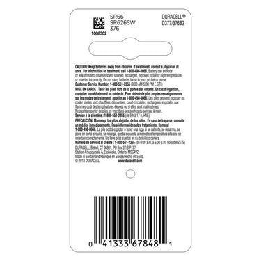 Duracell Silver Oxide 376/377 1.5 V 0.02 mAh Electronic/Watch Battery 2 pk