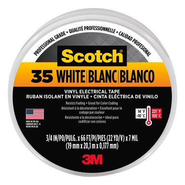 Scotch 3/4 in. W X 66 ft. L White Vinyl Electrical Tape