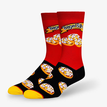Odd Sox Bagel Bites Red Men's Crew Socks Size L