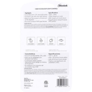 Amertac Gray Photoelectric Flood Light Control 1 pk