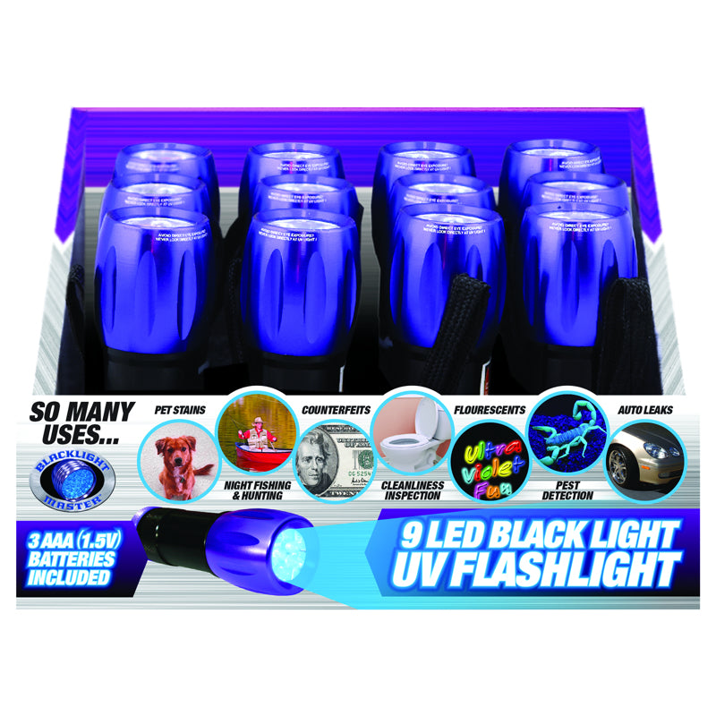 Load image into Gallery viewer, Blacklight Master 15 lm Black/Purple LED UV Flashlight AAA Battery (1 Flashlight Per Purchase)
