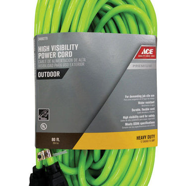 Ace Outdoor 80 ft. L Neon Green Extension Cord 12/3 SJTW