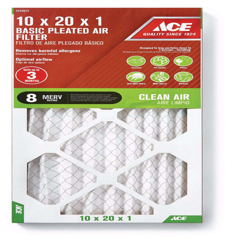 Load image into Gallery viewer, Ace 10 in. W X 20 in. H X 1 in. D Synthetic 8 MERV Pleated Air Filter 1 pk
