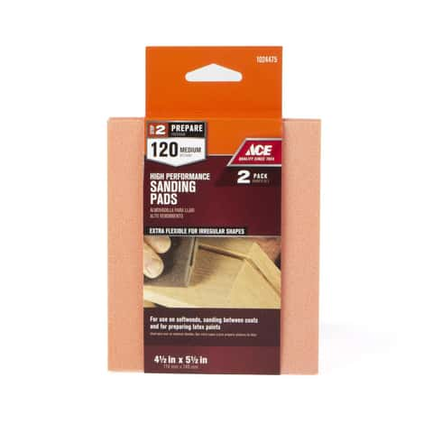 Load image into Gallery viewer, Ace 5.5 in. L X 4.5 in. W X .25 in. 120 Grit Fine Contour Hand Sanding Pad
