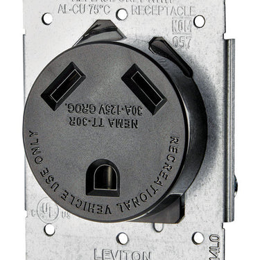Leviton 30 amps 125 V Black Outlet TT-30R 1 pk
