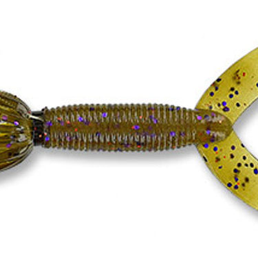 Yamamoto Double Tail Hula Grub 5" Green Pumpkin with Purple & Small Copper