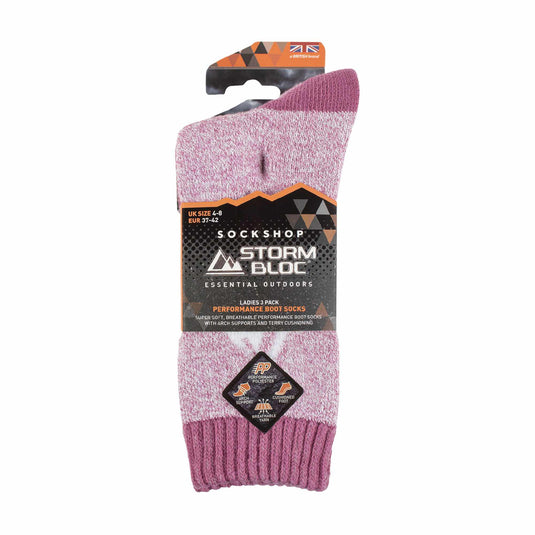 Storm Valley - 3 Pack Womens Performance Polyester Boot Socks | Walking Hiking Trekking Socks